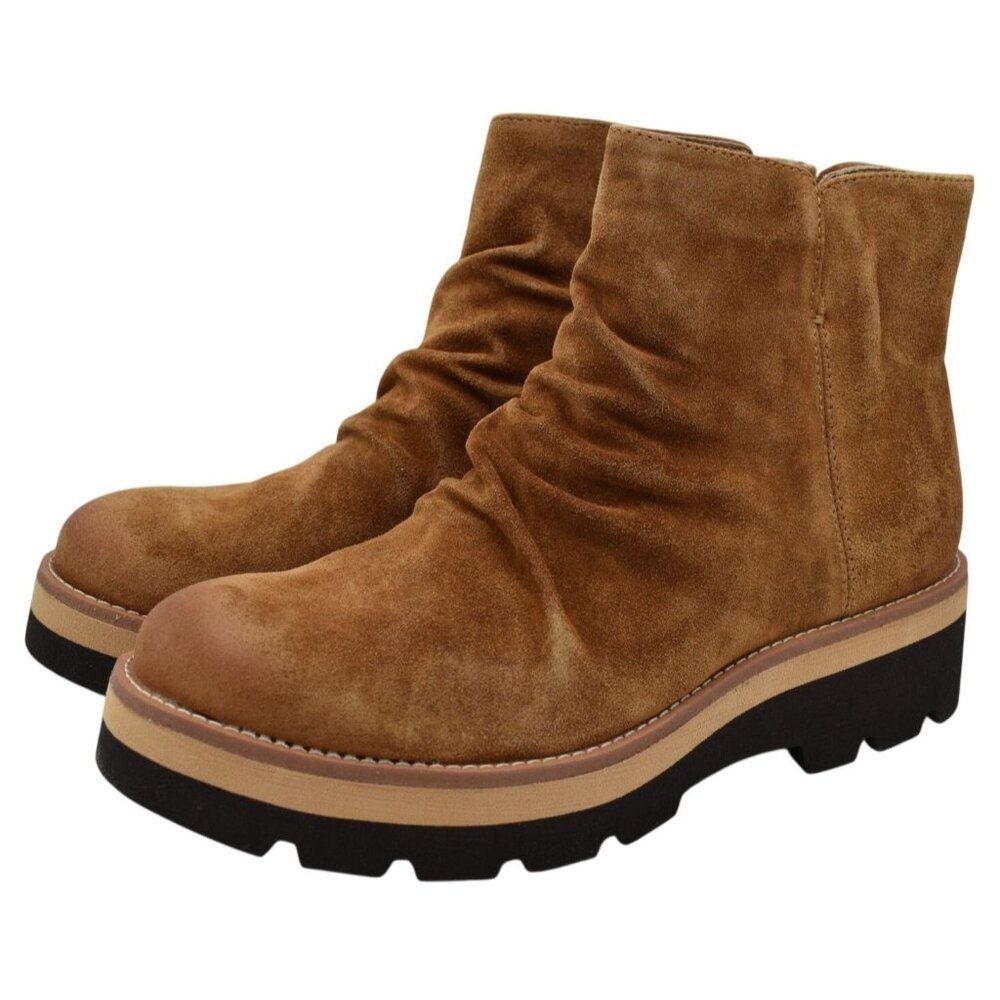 Sofft Womens Size 8 Pecola Brandy Suede Ruched Waterproof Booties Boots Shoes